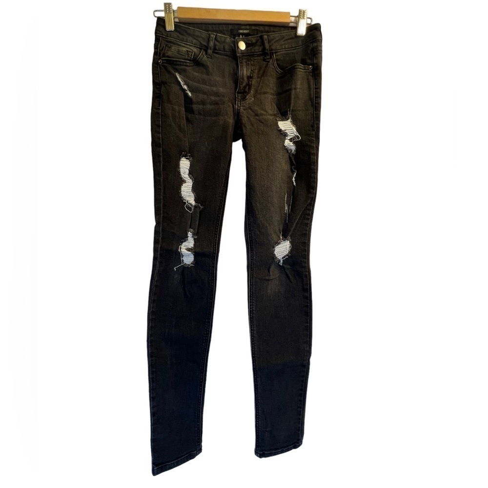 Forever 21 Jeans Distressed Skinny Black Size 27